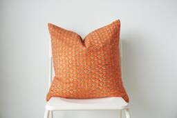 Block Print Pillow Cover Floral Batik, Ethnic Farmhouse Decor - 20x20 - thumbnail 1