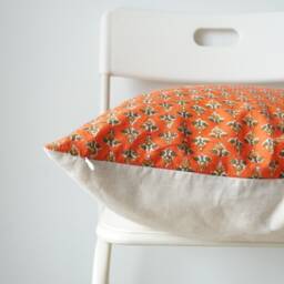Block Print Pillow Cover Floral Batik, Ethnic Farmhouse Decor - 20x20 - thumbnail 3
