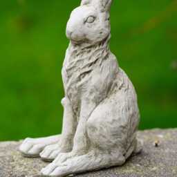 Squatting Hare Stone Statue - Bunny Rabbit Outdoor Garden Ornament British Decor - thumbnail 3