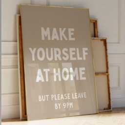 Make Yourself At Home But Please Leave By 9Pm Art Print, Funny Hallway Wall Art, Beige Decor - thumbnail 2