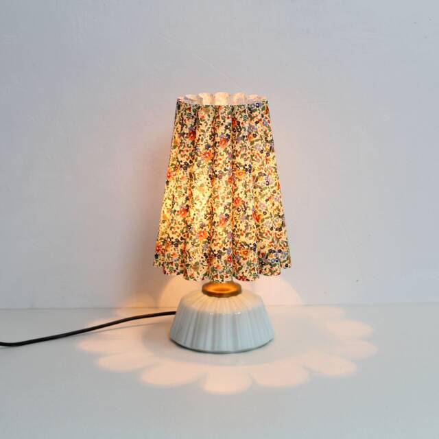 Handmade Floral Fabric Table Lamp Ceramic Base Home Decor - image 1