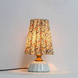 Handmade Floral Fabric Table Lamp Ceramic Base Home Decor - thumbnail 4