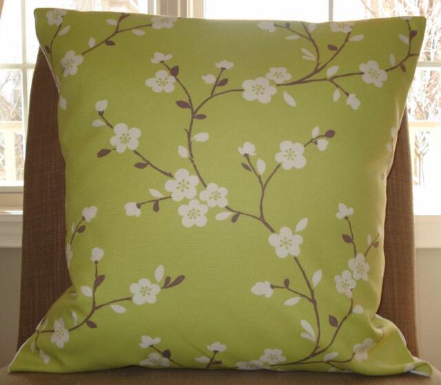 New 18x18 Inch Designer Handmade Pillow Case With Large Taupe Branches White Flowers - image 1