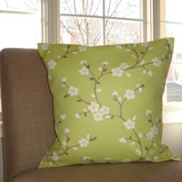 New 18x18 Inch Designer Handmade Pillow Case With Large Taupe Branches White Flowers - thumbnail 3