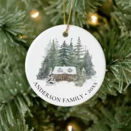 Personalized Family Photo Rustic Pine Forest Cabin Christmas Ornament, New House Our Ornament 2025 - thumbnail 2