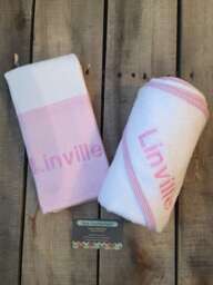 Monogrammed Hooded Towel & Burp Cloth Set Boy/Girl Pink/Blue Baby Shower Gift - thumbnail 1