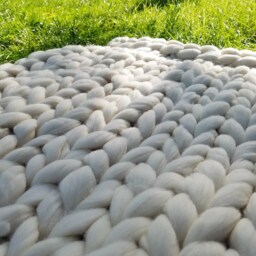Baby Chunky Knit Merino Wool Blanket, Huge Stitch - thumbnail 3