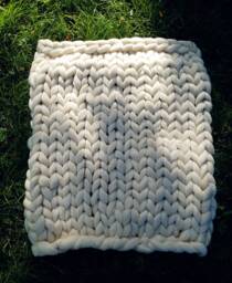 Baby Chunky Knit Merino Wool Blanket, Huge Stitch