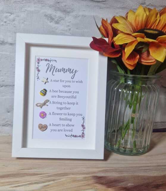 Mummy Mothers Day Gift, Framed Picture, Token I Love Appreciation Gift, Mothers Gift For Mum, Mummy, Birthday Mum - image 1