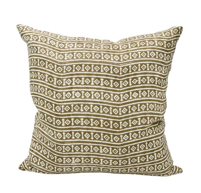 Designer Nisa Ash On White Linen Pillow Cover // Beige & White Boho Decorative Throw Pillows// Farmhouse Pillow - image 1