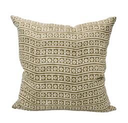 Designer Nisa Ash On White Linen Pillow Cover // Beige & White Boho Decorative Throw Pillows// Farmhouse Pillow - thumbnail 1