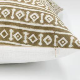 Designer Nisa Ash On White Linen Pillow Cover // Beige & White Boho Decorative Throw Pillows// Farmhouse Pillow - thumbnail 3