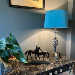 Teal Velvet French Drum Lampshade, Empire Teal Ceiling Light Shade - thumbnail 3