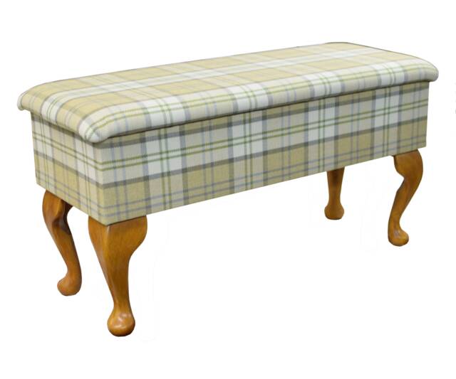 Medium Size Dressing Table Stool in A Piazza Green Tartan Fabric - Pia1631 - image 1