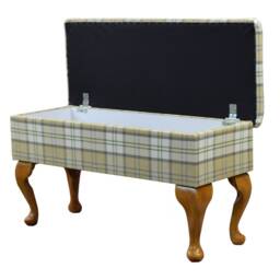Medium Size Dressing Table Stool in A Piazza Green Tartan Fabric - Pia1631 - thumbnail 2