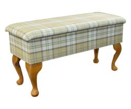 Medium Size Dressing Table Stool in A Piazza Green Tartan Fabric - Pia1631