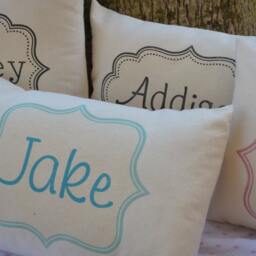 Personalized Baby Pillow, Girls Gift, Boys Nursery Newborn Girls Pillow Name Pink & Grey Gift Idea - thumbnail 3