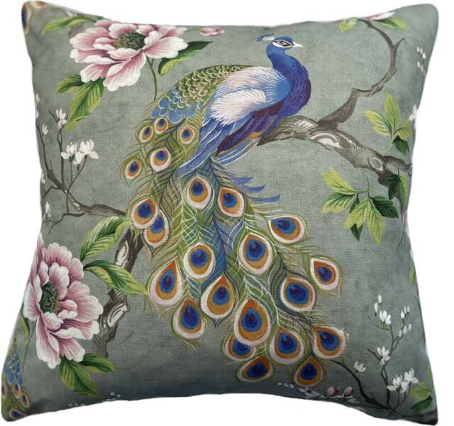 Peacock Cushion Cover Botanical Floral Print Pillow Case - image 1