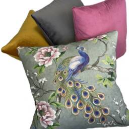 Peacock Cushion Cover Botanical Floral Print Pillow Case - thumbnail 3