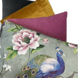 Peacock Cushion Cover Botanical Floral Print Pillow Case - thumbnail 2