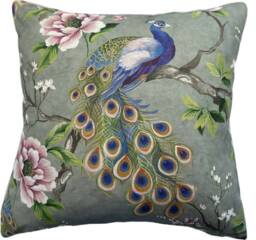 Peacock Cushion Cover Botanical Floral Print Pillow Case - thumbnail 1