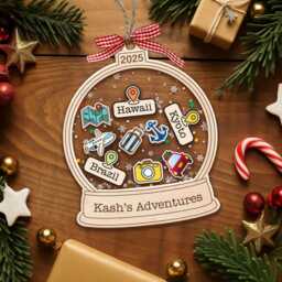 Custom Travel Adventures Ornament, Shaker Traveling Destination Traveler Christmas Gifts, Couple Adventure Awaits - thumbnail 2