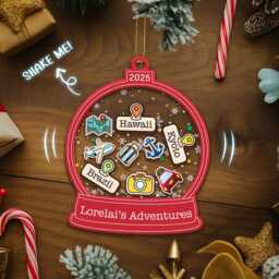 Custom Travel Adventures Ornament, Shaker Traveling Destination Traveler Christmas Gifts, Couple Adventure Awaits - thumbnail 3