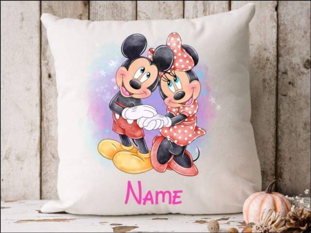 Mickey & Minnie Mouse Inspired Personalised Cushion With Any Name