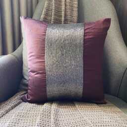 Purple Art Silk Striped Embellished Decorative Pillow Sham Cover, 24x24/26x26 Abstract Modern Style Couch/Sofa Euro - Center - thumbnail 1