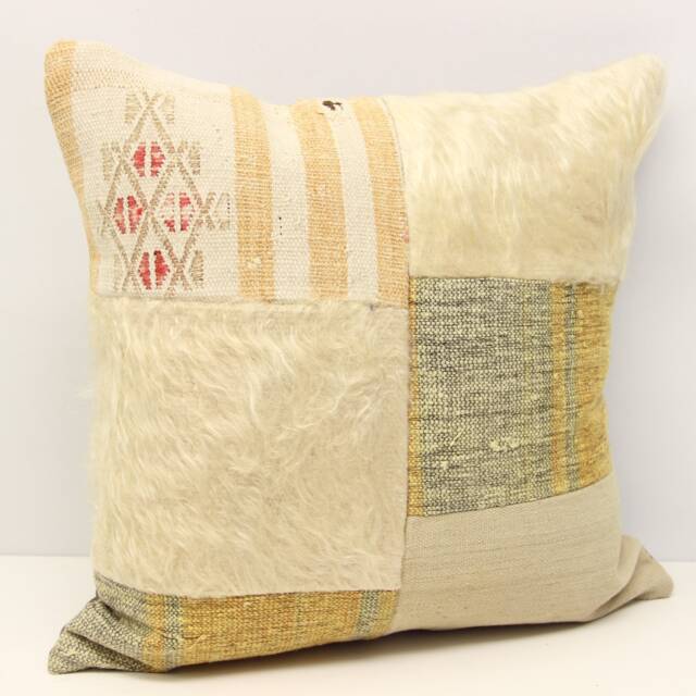 Handmade Patchwork Kilim Pillow Cover, Turkish Home Decor - 18x18 Inch - image 1