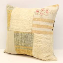 Handmade Patchwork Kilim Pillow Cover, Turkish Home Decor - 18x18 Inch - thumbnail 3