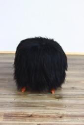 On Sale Wow Exclusive Luxury Beautiful Unique Natural, Real Icelandic Sheepskin Stool, Bench, Chair Cover Soft, Long Fur Black