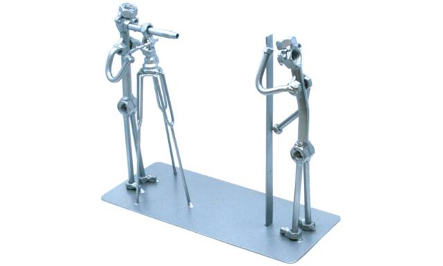 Nuts & Bolts Figurine Of A Land Surveyor, Custom Engineer Ornament With Name, Metal Civil Degree Graduation Gift - image 1