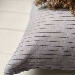 Set Of 2, 4, 6 Gray Stonewashed Linen Throw Pillow Cases in Minimalistic Black Pinstripes/Softened Cover/Pillow Sham - thumbnail 2