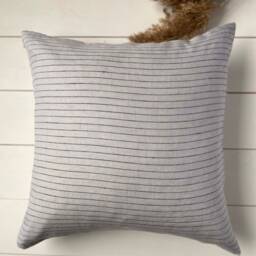 Set Of 2, 4, 6 Gray Stonewashed Linen Throw Pillow Cases in Minimalistic Black Pinstripes/Softened Cover/Pillow Sham - thumbnail 3