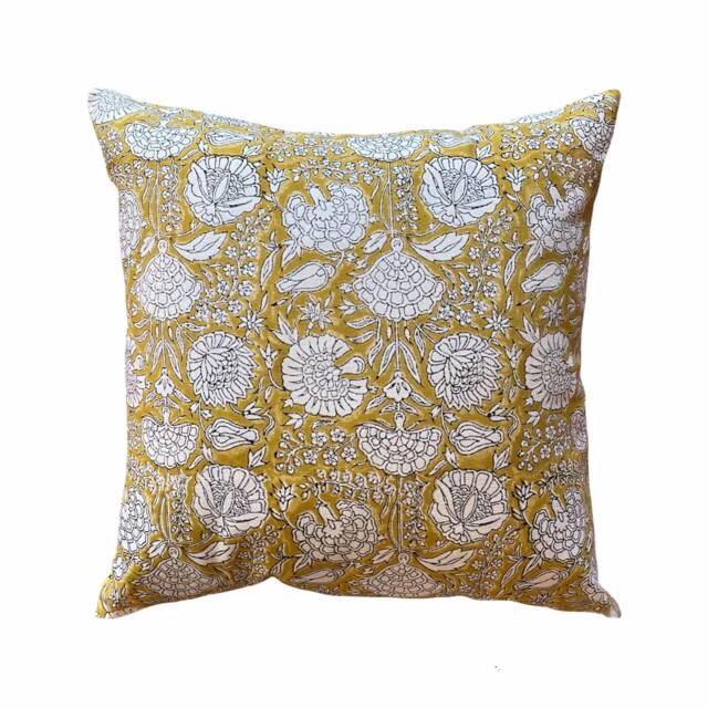 Marigold Pillow Cover Handmade Block Print Cotton Cushion - image 1