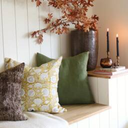 Marigold Pillow Cover Handmade Block Print Cotton Cushion - thumbnail 3