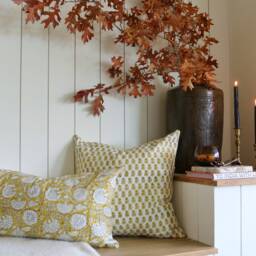 Marigold Pillow Cover Handmade Block Print Cotton Cushion - thumbnail 2