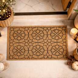 Circular Floral Welcome Mat I Geometric Entry Rug Boho Coir D??cor - thumbnail 4