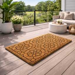 Circular Floral Welcome Mat I Geometric Entry Rug Boho Coir D??cor - thumbnail 2