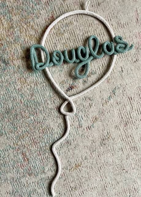 Knitted Name Balloon - Personalised Wire Word 1st Birthday Party Nursery Decor - image 1