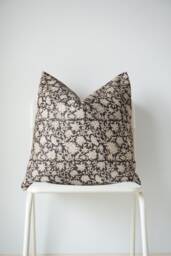 Block Print Pillow Cover Floral Batik, Natural Dyed - 20x20 - thumbnail 1
