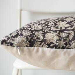 Block Print Pillow Cover Floral Batik, Natural Dyed - 20x20 - thumbnail 3