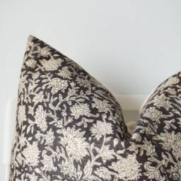 Block Print Pillow Cover Floral Batik, Natural Dyed - 20x20 - thumbnail 2