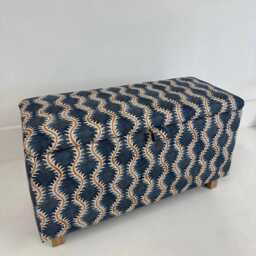 Ottoman in Linwood Helter Skelter Slate - thumbnail 3