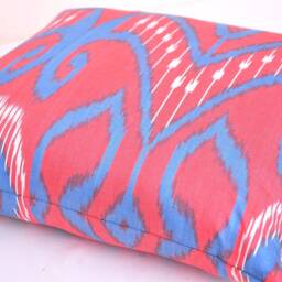 Handmade Silk Ikat Pillow Cover, Red & Blue, 20x20 - thumbnail 2