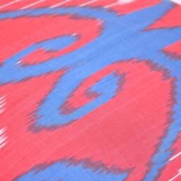 Handmade Silk Ikat Pillow Cover, Red & Blue, 20x20 - thumbnail 4