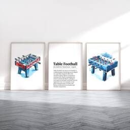 Table Football Prints - Set Of 3 Posters - Watercolour Art Painting Game Room Pub Decor Bar Games Wall Gifts Definition Artwork - thumbnail 2