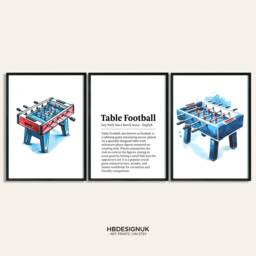 Table Football Prints - Set Of 3 Posters - Watercolour Art Painting Game Room Pub Decor Bar Games Wall Gifts Definition Artwork - thumbnail 1