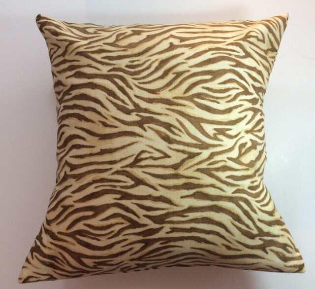 Zebra Print Pillow Cover, Animal Linen Brown Pillow, Designer Pillow, Animal Throw Brown , 20x20 - image 1